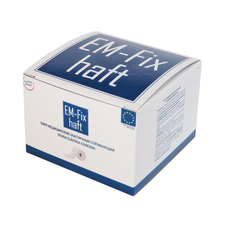 Бинт медицинский, эластичный, фиксирующий, EM-Fix Haft 10см. * 20м. БЕЛЫЙ