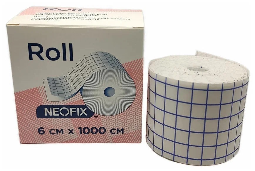Рулонная повязка NEOFIX Roll на НЕТКАНОЙ основе, р-р 6 см. x 1000 см.